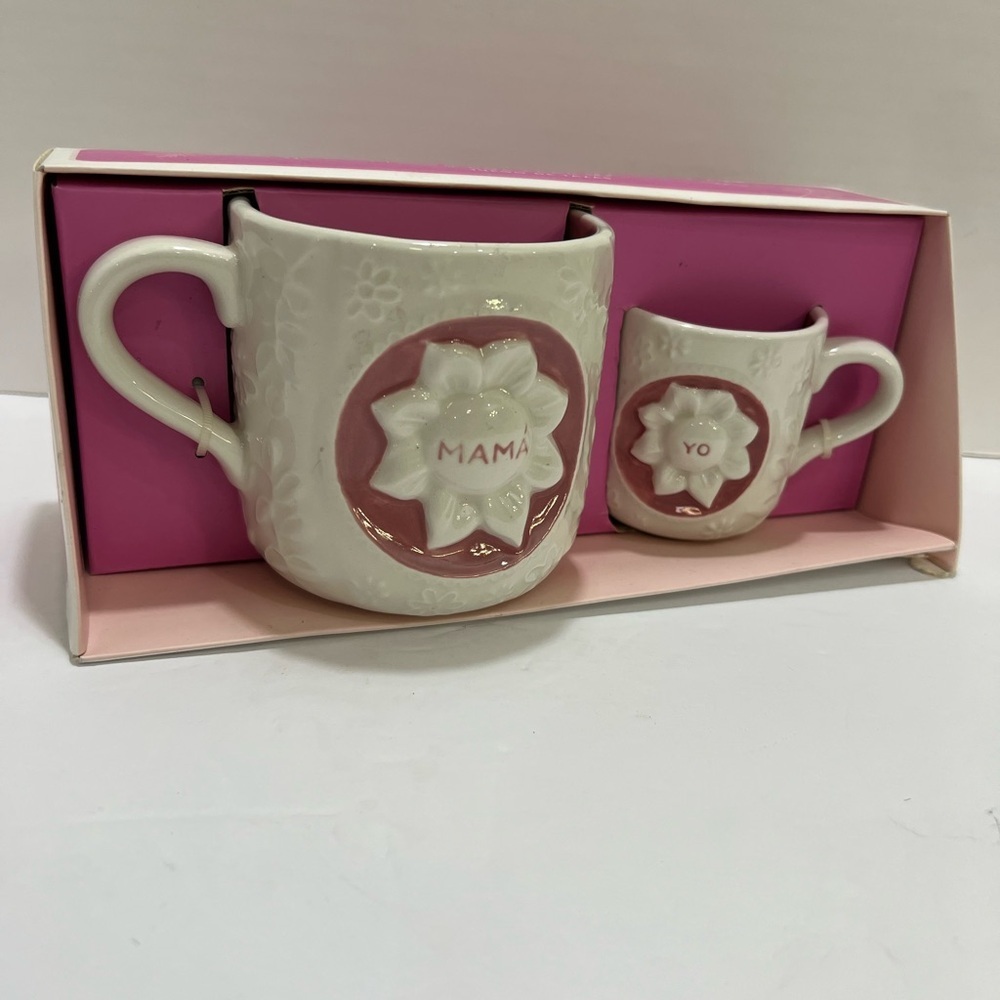 Pink and White Ceramic Mug Set for Dining
